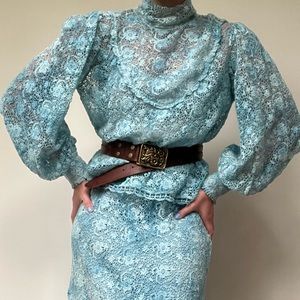 Loveshackfancy blue lace top